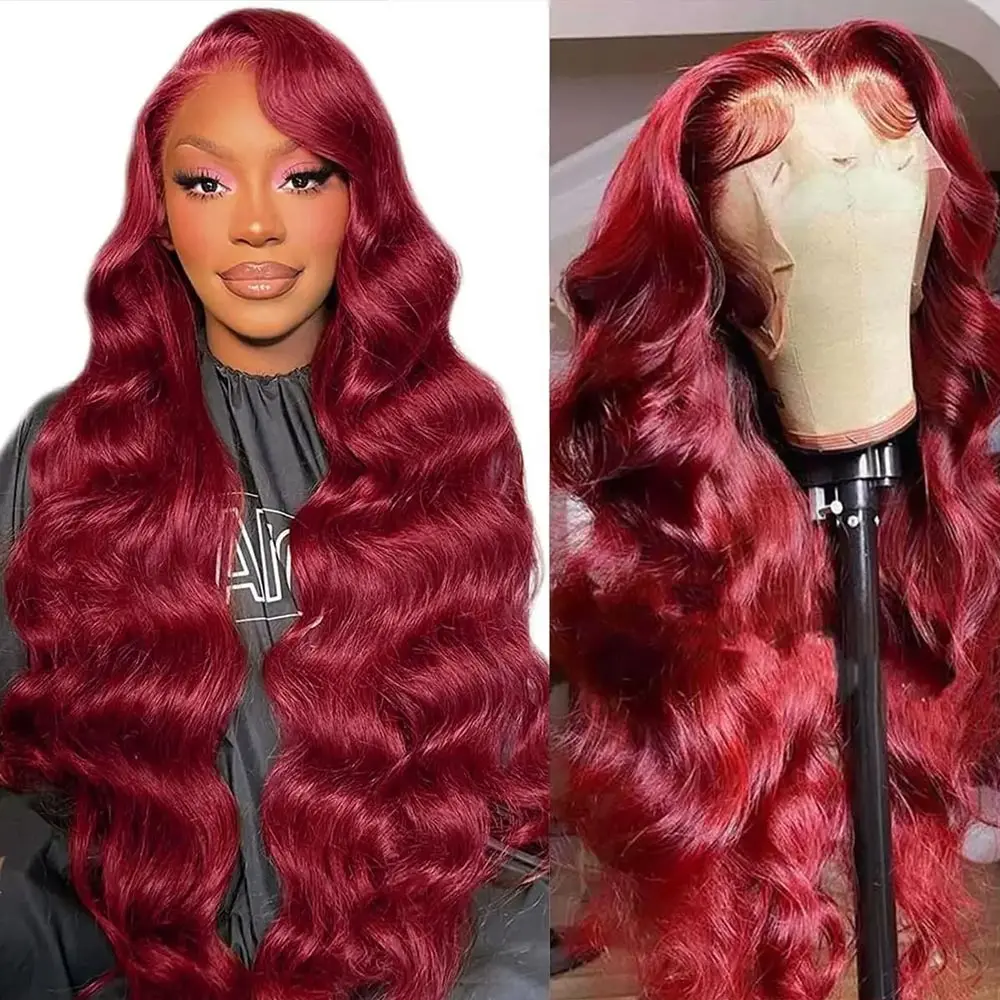 

Burgundy Body Wave Lace Front Wig 13X4 13x6 Hd Lace Fronal Wig Red 99J Closure 5X5 7X5 Glueless Wig Lace Front Human Hair Wigs