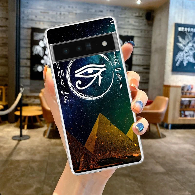 Heiliges Auge des Horus Ägypten Fresko Handyhülle für Google Pixel 8 7 6 5 4 4XL TPU 7A 6A 5A 4A 3A 3AXLPro 5G Transparente Hülle – Detail 1