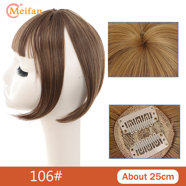 MEIFAN Synthetic Topper Hairpiece False Bang Clip-In Bangs Extension Natural Fake Fringe Invisible Clourse Hairpiece for Women - 106
