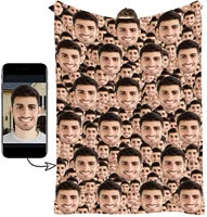 Custom Photo Face Blanket, Personalized Faces All Over Blanket, Funny Face Blanket for Couch Gift for Valentine Spouse, Gag Gift 1
