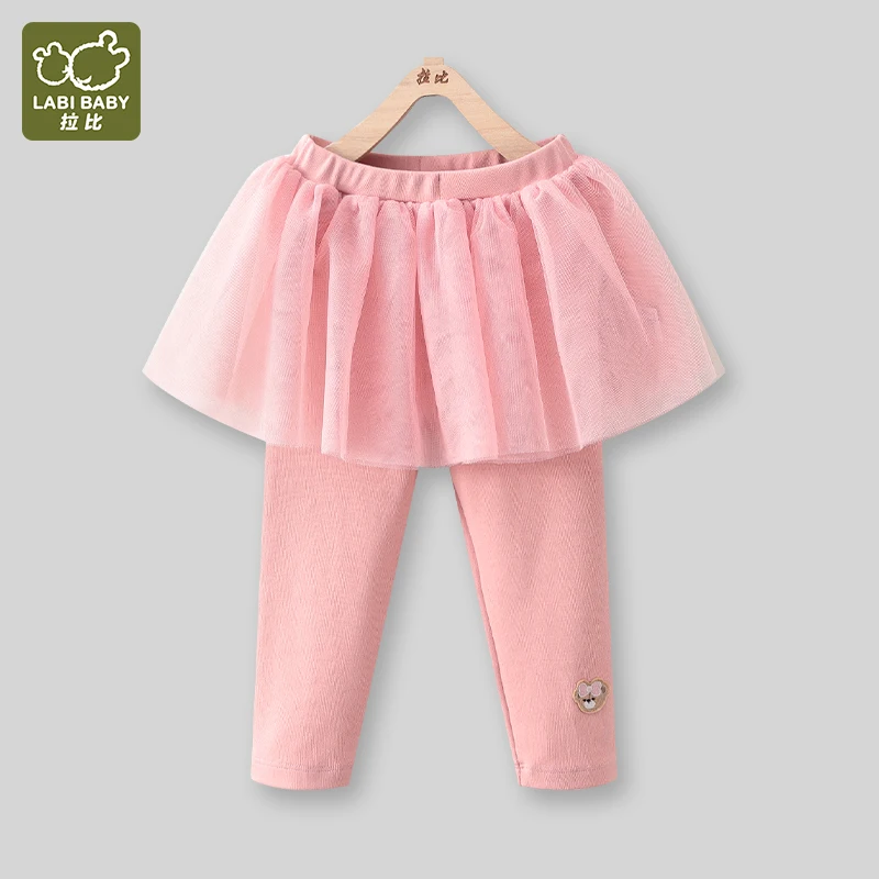 

LABI BABY Toddler Girls Ball Gown Skirt Pants Loose Elastic Legging Sweet Mesh Skirt Trousers Kids Bottom Party Costumes