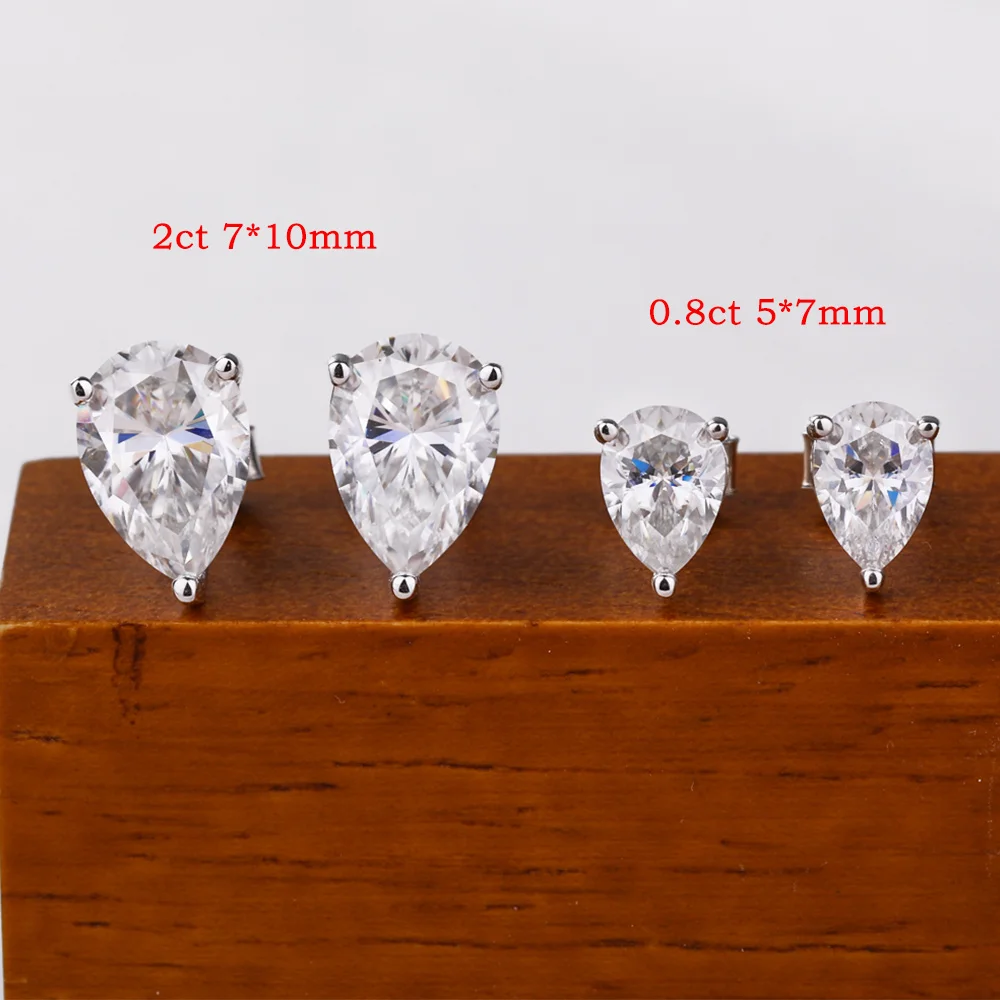 0,5-4 Karat Tropfenförmige Solitär-Moissanit-Ohrringe für Damen, 925 Sterling Silber, Zertifizierte Birnenförmige Labor-Diamant-Ohrstecker, Schmuck – Detail 8