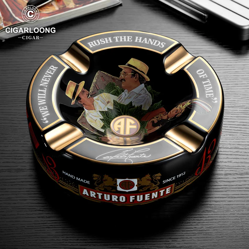 Ceramic Cigar Ashtray with 4 Slots Ash Tray Luxury Round Creative Home Decoration Smoking Accessories for Smoker's Gift CG-24I1 cigarettes ashtray,ceramic ashtray