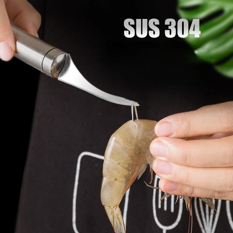 Seafood Tools Stainless Steel Shrimp Stripper Shrimp Line Cutter Shrimps Lobster Line Shell Clean Knifes Kitchen Tool Accessorie