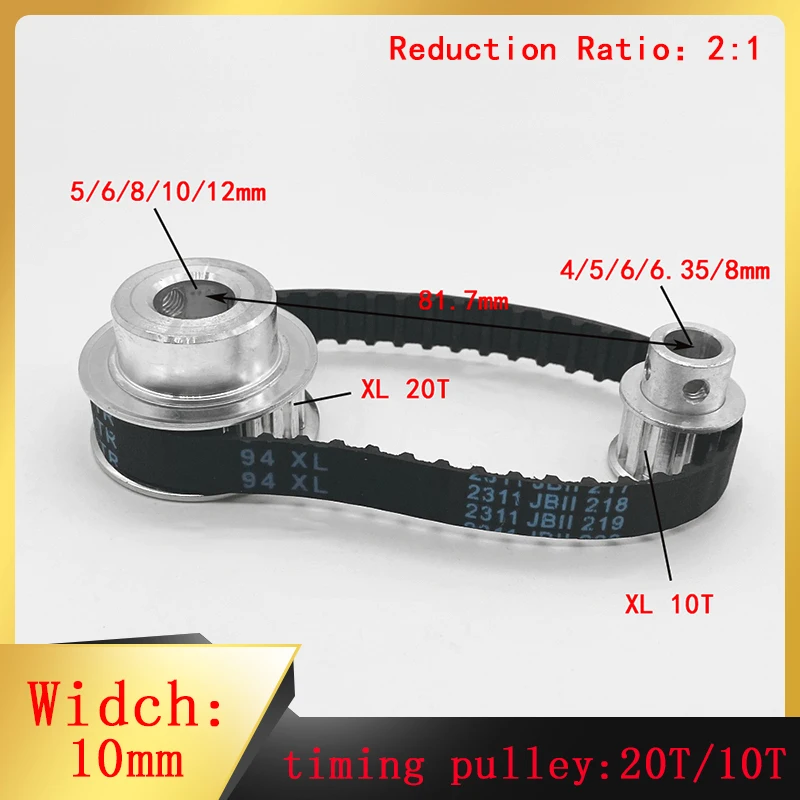 XL Timing Pulley Set 10 Teeth20 Teeth Reduction 12 Bandwidth 10mm Belt