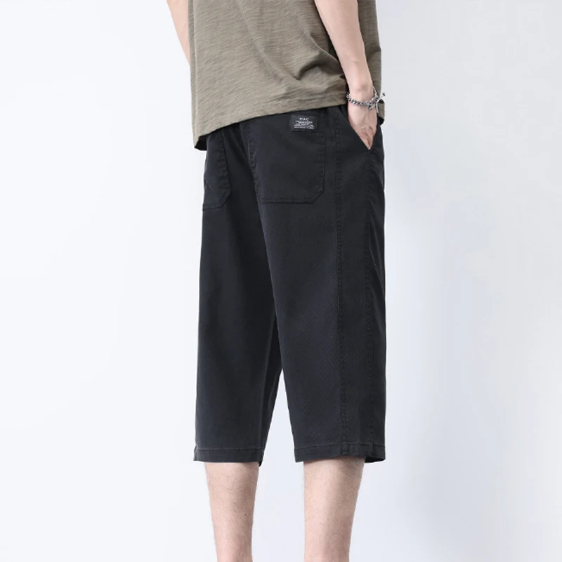 Summer Men's Ice Silk Pants Casual Suit Shorts Men's Medium Pants Three-Quarter Pants Large Size