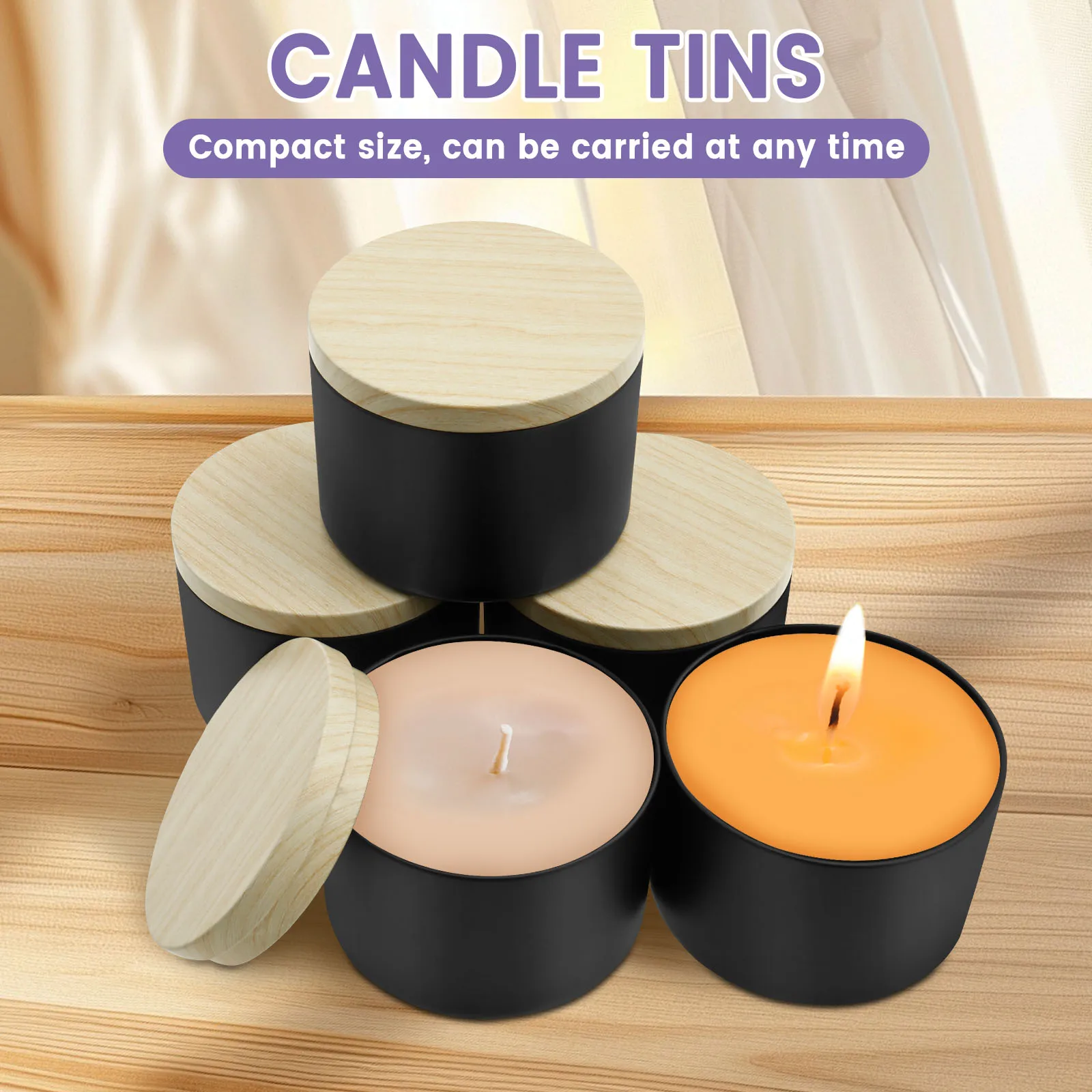 12Pcs 8oz Iron Empty Candle Tins for Making Candles Compact Candle Making Jars Multipurpose DIY Container With Lid for
