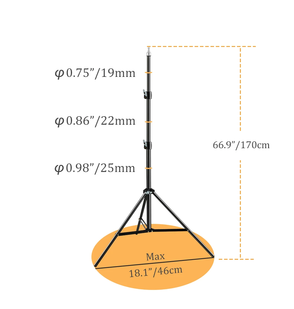 Tripod Phone Mobile Selfie Stick Light Stand 1/4 Screw Head For Photo Studio Flashes Photographic Softbox 200CM 170CM 55CM