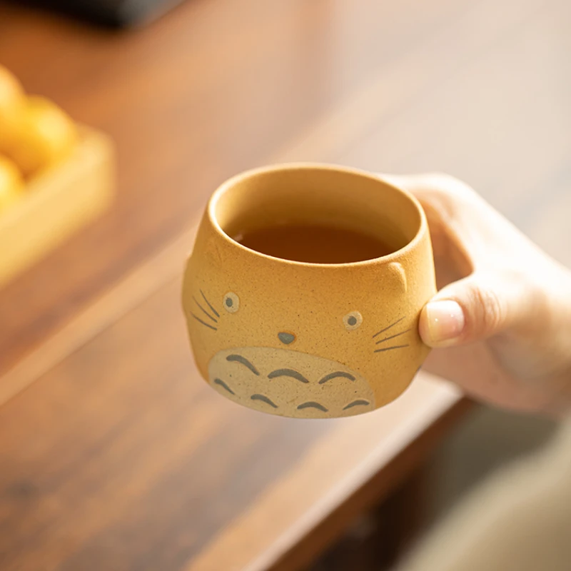 Cartoon hand-painted teacups private tasting cups household rough pottery kung fu tea cups single tea cup