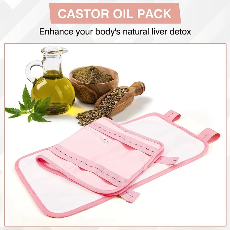 Castor Oil Pack, Adjustable Reusable Castor Oil Pack Wrap Elastic Strap Machine Washable Anti Leak