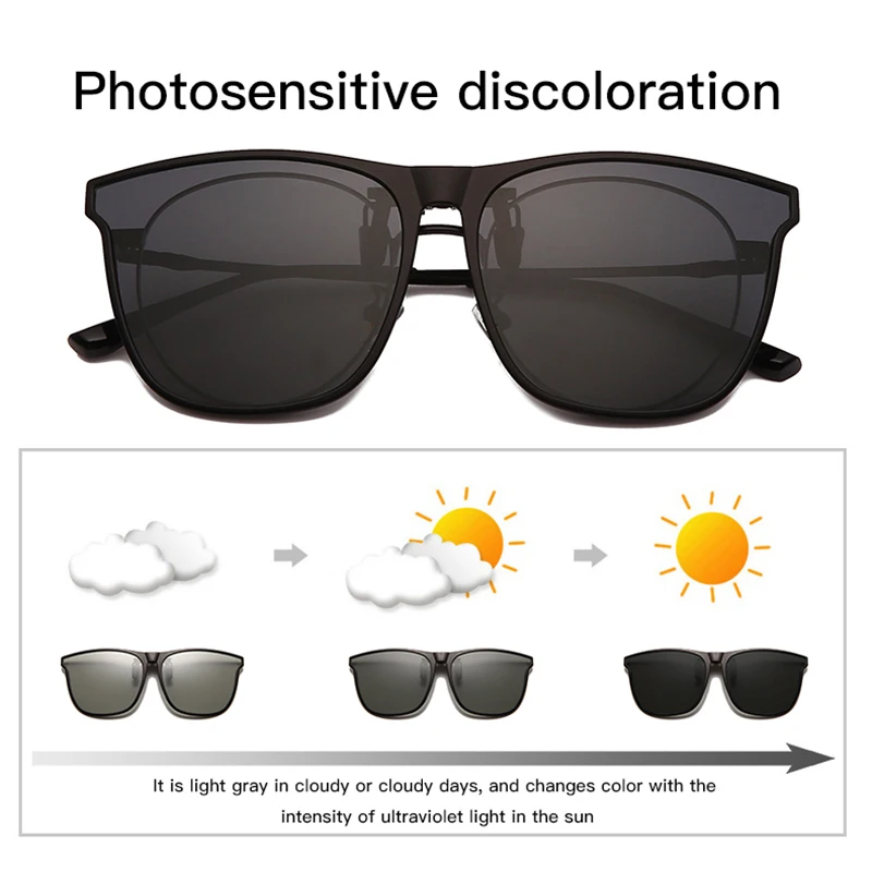 Night Vision Clip on Sunglasses Polarized Photochromic Anti Glare Driving Goggles Vintage Square sunglasses clips night vision sunglasses photochromic sunglasses night vision glasses irregular square sunglasses driving sunglasses for Women Men