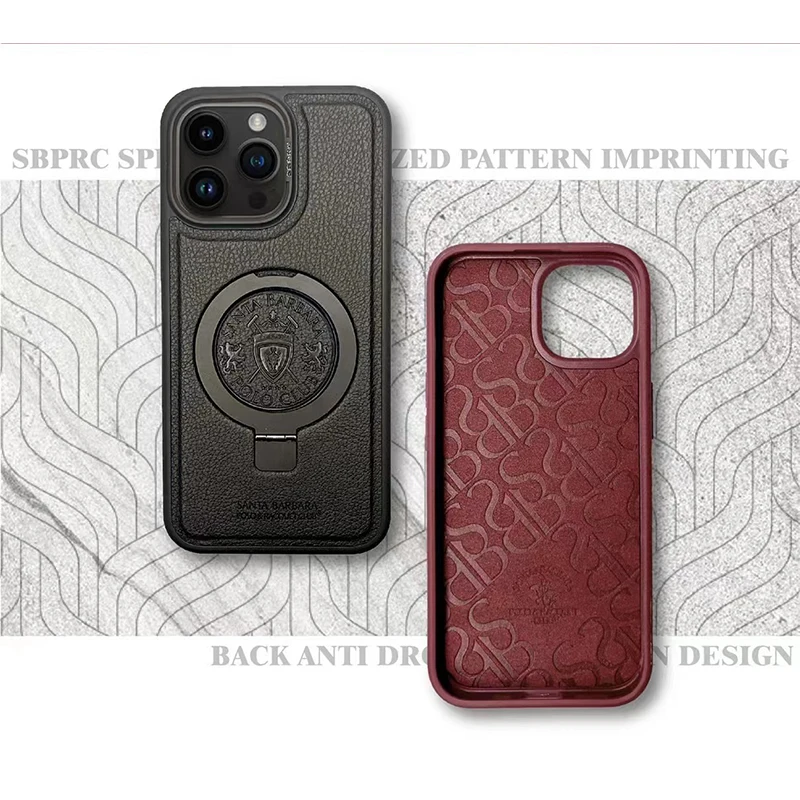 Magnetic Ring Leather Phone Case For iPhone 15 Pro Max