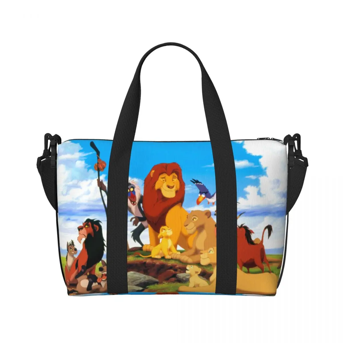 Custom King Lion Beach Tote Bag Women Hakuna Matata Large Compartment Gym Beach Travel Bags 2