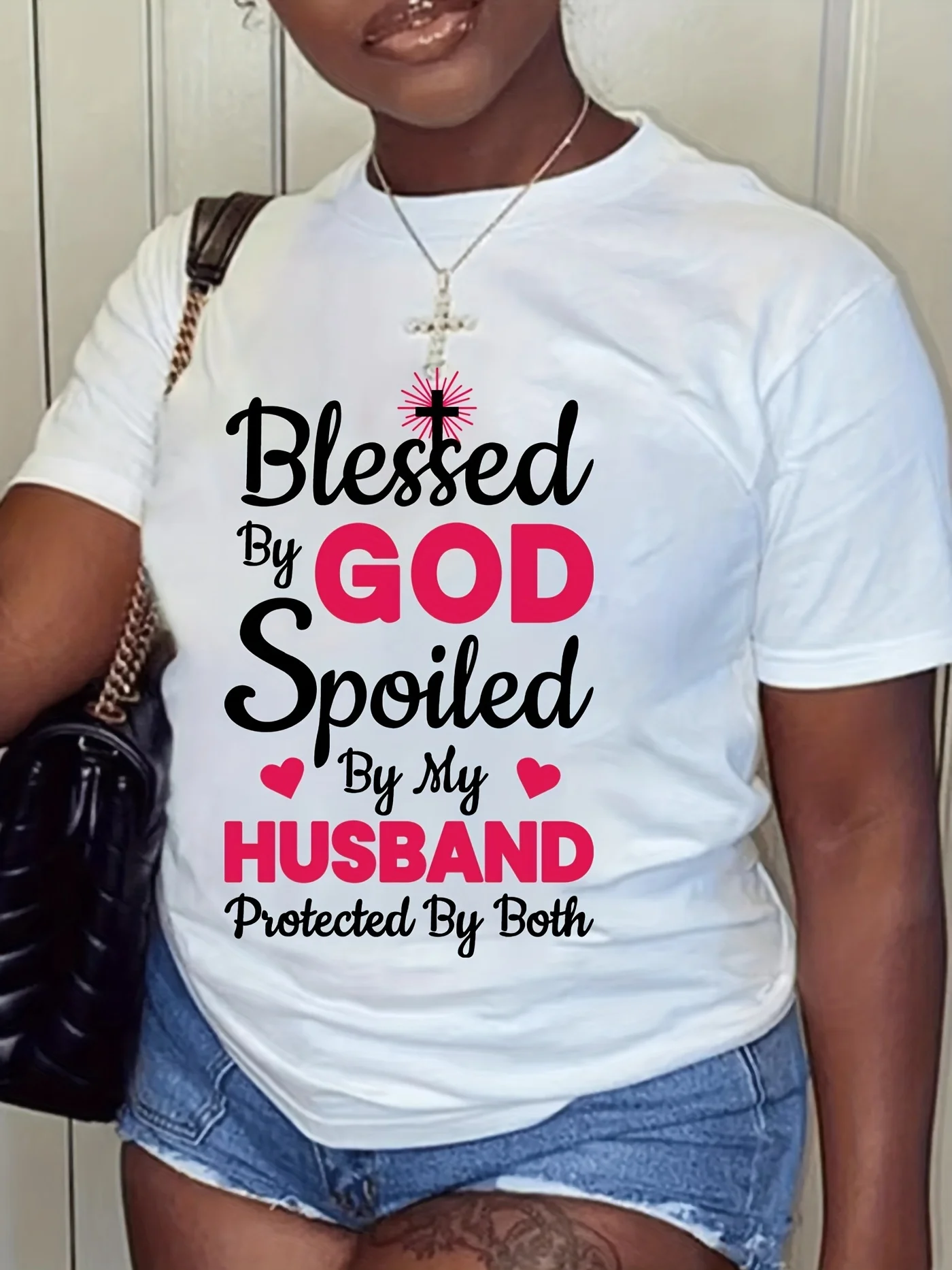 

Women's Plus Size Casual Letter Print Round Neck Short Sleeve Graphic Tee - Slogan Print