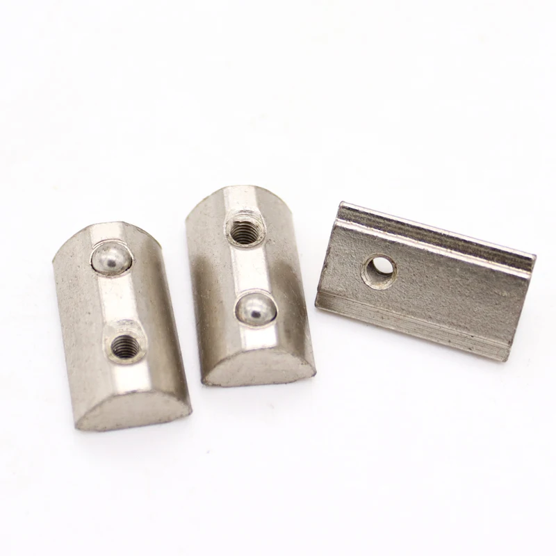 Half Round Elasticity Roll-in T Spring Nuts M3 M4 M5 M6 100pcs for Aluminum Profiles Groove