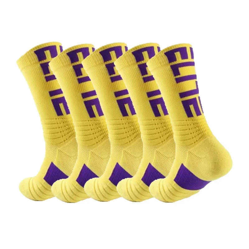 Professional Cotton Basketball Socks 5Pairs Compression Durable