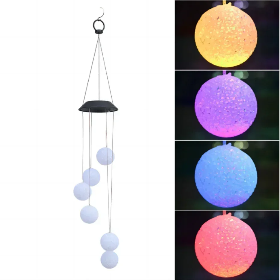 Description Picture 2 of itemSolar Wind Chime Lights Christmas Wind Spinner Hanging Lights Colorful Santa Claus Ball Bedroom Garden Decoration Wind Bell Lamp