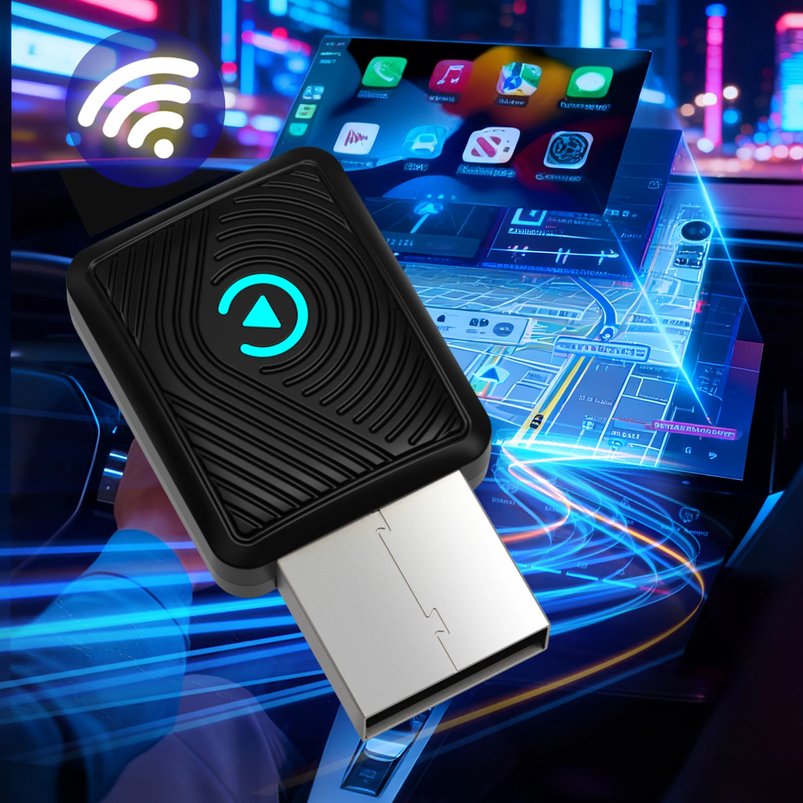 BT 5.3 2-in-1 무선 CarPlay 안드로이드 오토 어댑터 미니 BT USB A & USB C 동글 무선 CarPlay 어댑터 (아이폰 & 안드로이드용)