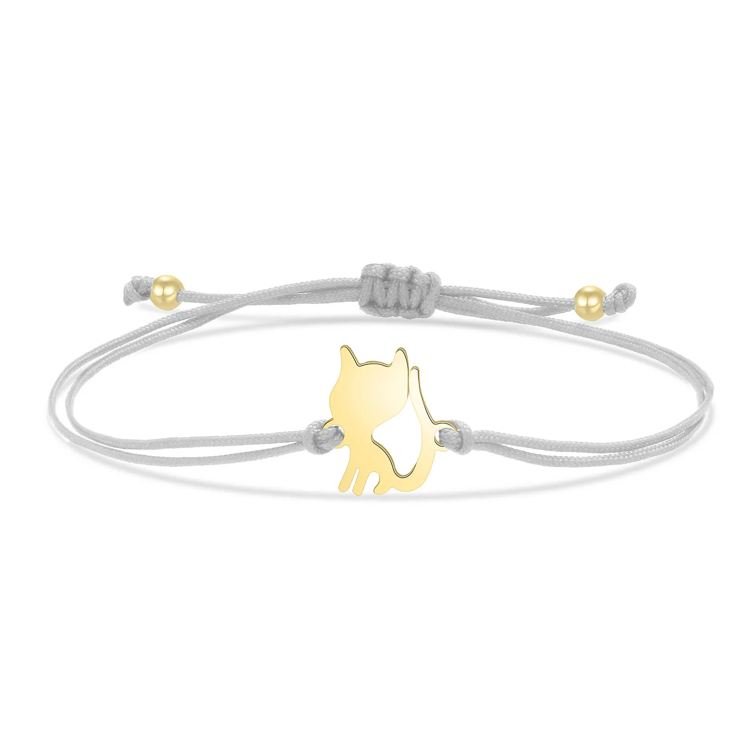 Gold-plated Stainless Steel Delicate Polished Cute Cat Charm Bracelet Women Fashion Red String - PeticaDeals