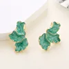 Mode doux géométrique émail couleur or fleur boucles d'oreilles femmes bijoux élégants frais bleu vert blanc rouge rose boucles d'oreilles