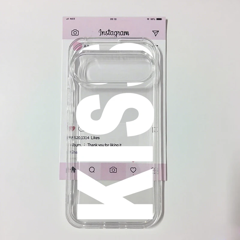 Stylish Pink & Black 'Kiss' Design Shockproof Clear Soft TPU Phone Case