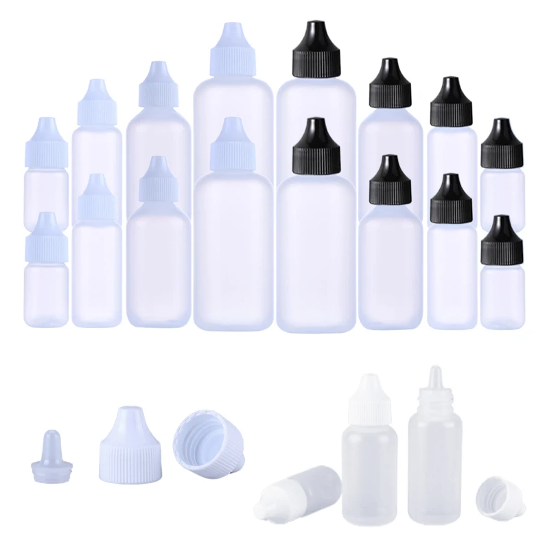 

100Pcs Portable 10ml-90ml Empty PE Plastic Dropper Bottles Squeezable Skin Care Makeup Applicator Container Wig glue Soft Bottle