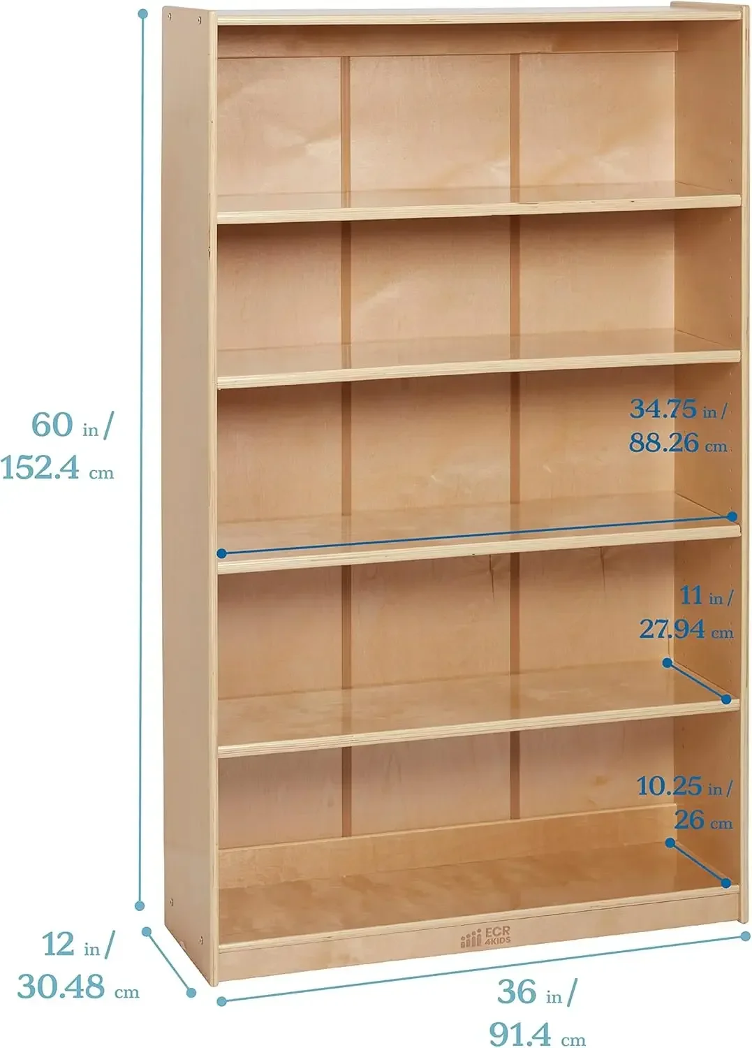 60-inch classic bookcase shelf detail