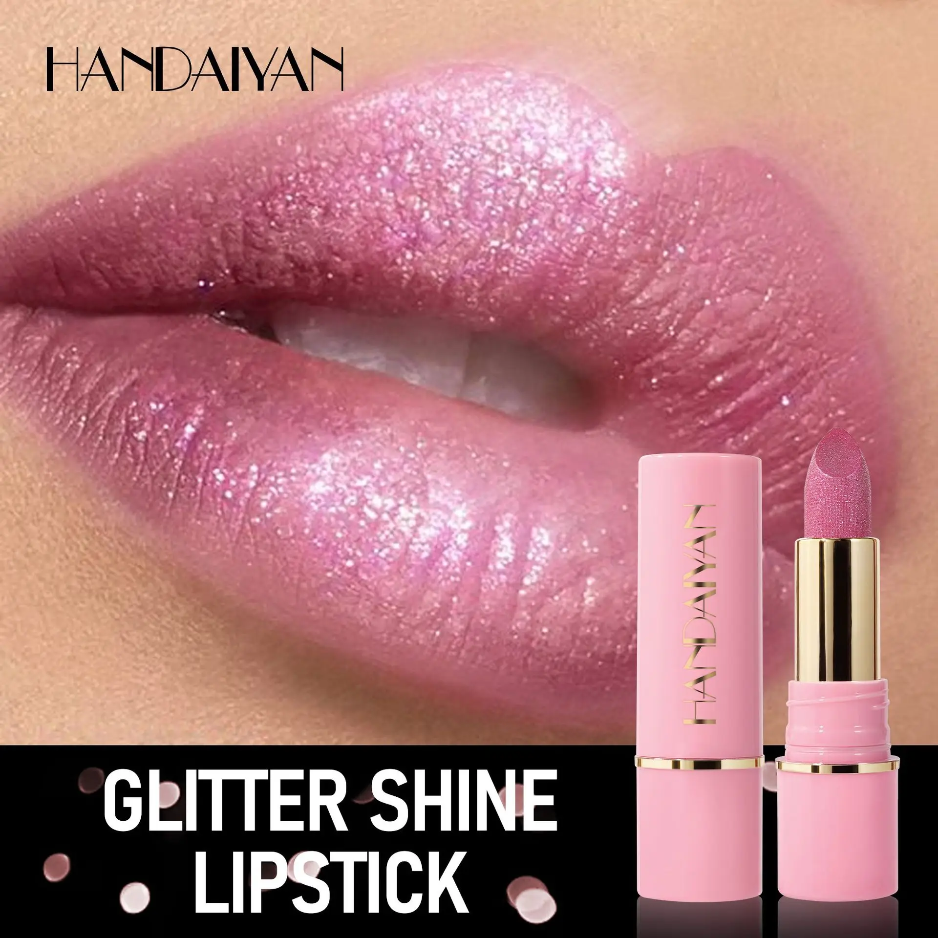 handaiyan 8 colors moisturizing and long-lasting embossed silk screen fine glitter lips translucent glass lip glitter lip gloss 3