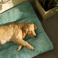 Lit chaud d'hiver pour chien, tapis de couchage en velours côtelé pour chien, doux, pour petits, moyens et grands chiens, lit pour chiot détachable et lavable 2
