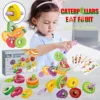 Wooden Animals Caterpillar Eat Fruits String Threading Beads Montessori Toddler Preschool Activities Lacing Toys for Kids 1