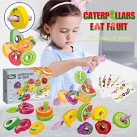 Wooden Animals Caterpillar Eat Fruits String Threading Beads Montessori Toddler Preschool Activities Lacing Toys for Kids 1