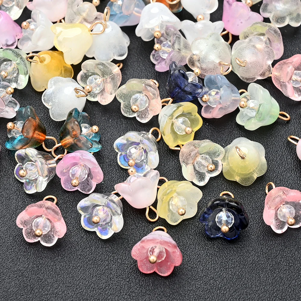 20 Stück bunte Maiglöckchen-Glasanhänger für DIY-Armbänder, Halsketten, Ohrringe, DIY-Schmuckherstellung, Valentinstagsgeschenk