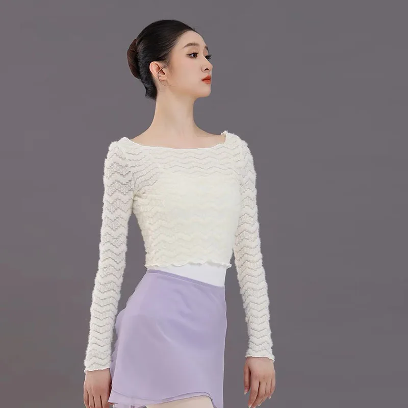 

Women Ballet Tops Thermal Sweater Dance Crop Tops Ballet Overall Classical Coat Sweater Long Sleeve Dance Tops Winter