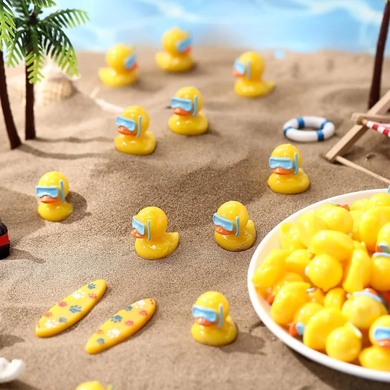 5/10pcs Mini Resin Diving Ducks Miniature, Summer Beach Tiny Ducks Figures for Fairy Garden Micro Landscape DIY Decoration 3