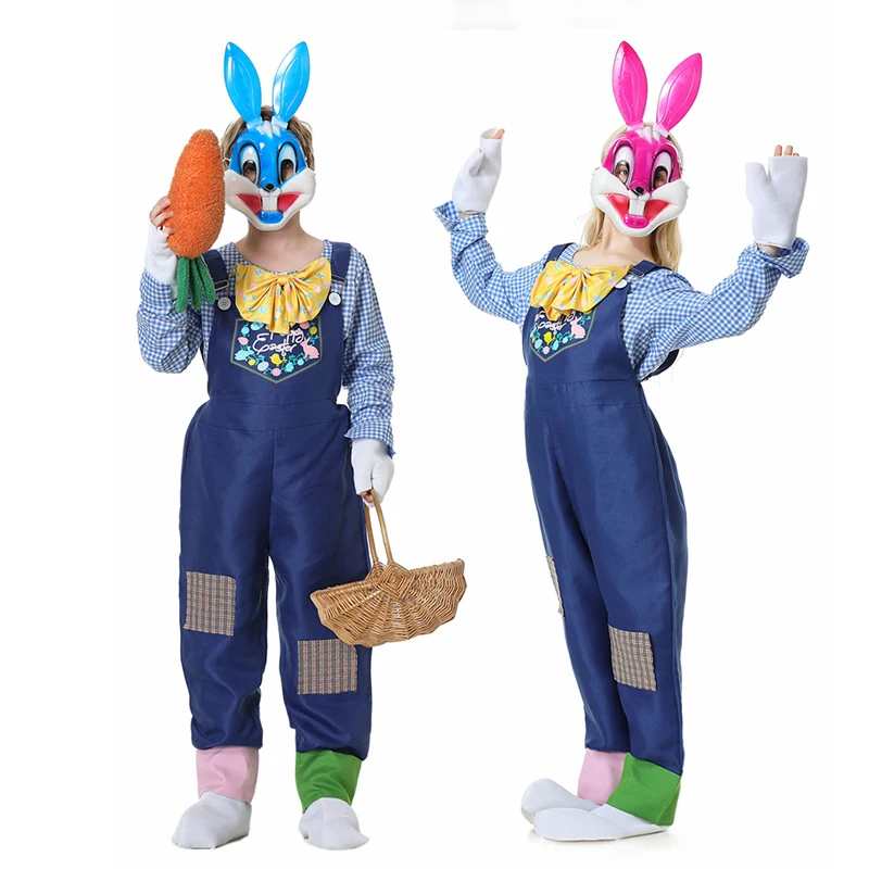 

Carnival Halloween Easter Bunny Costume Unisex Parent-Child Rabbit Mascot Outfit Cosplay Fancy Party Dress