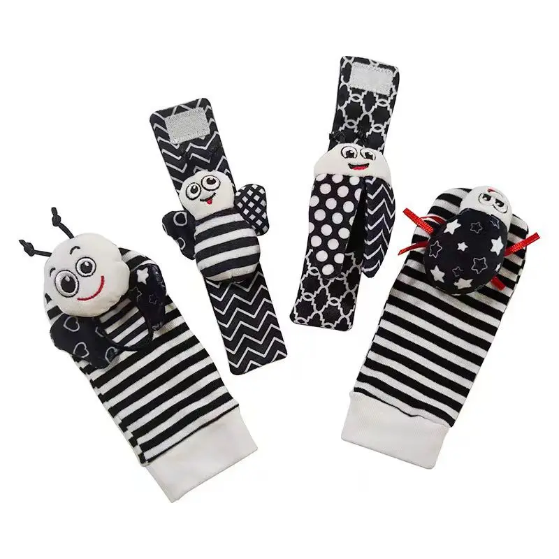 Baby Toys Foot Finders & Wrist Rattles For Infants Black and White Sensory Essentials Newborn Wrist Rattle Gifts
