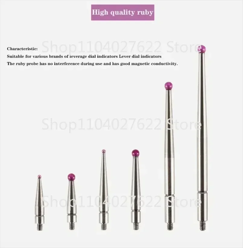 M1.4 M1.6 M1.8 M2 Thread 2mm Head OD 15mm /44.5mm Length Ruby Head Pin Gauge Micrometer Tip Lever Dial Test Indicator Probe