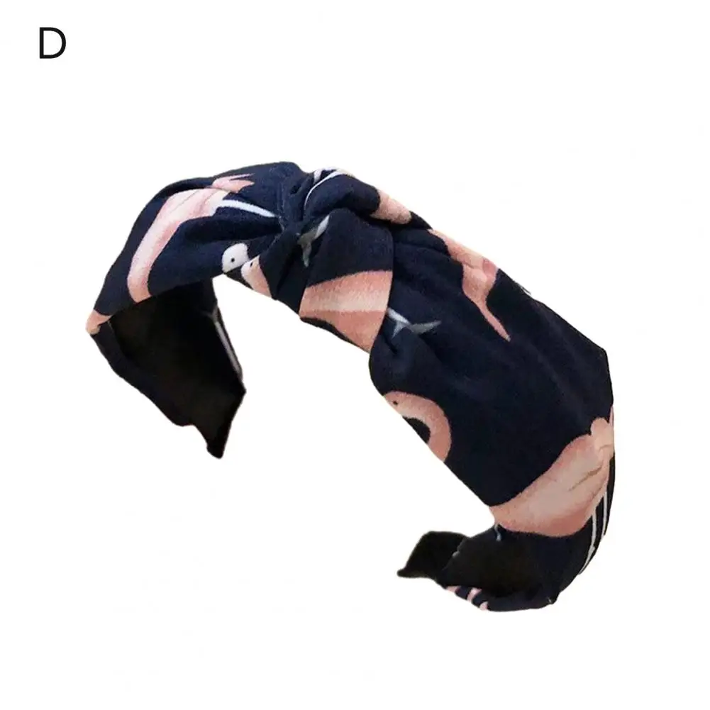 

Face Hair Accessory Flower Print Wide Band Hairband for Women Retro Fabric Covered Elastic Hair Decoration Organization Tool