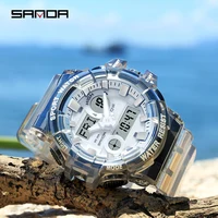 SANDA Fashion Transparent Sport Mens Watch Casual Military Quartz Wristwatch Waterproof Student Clock relogio masculino 3100 2