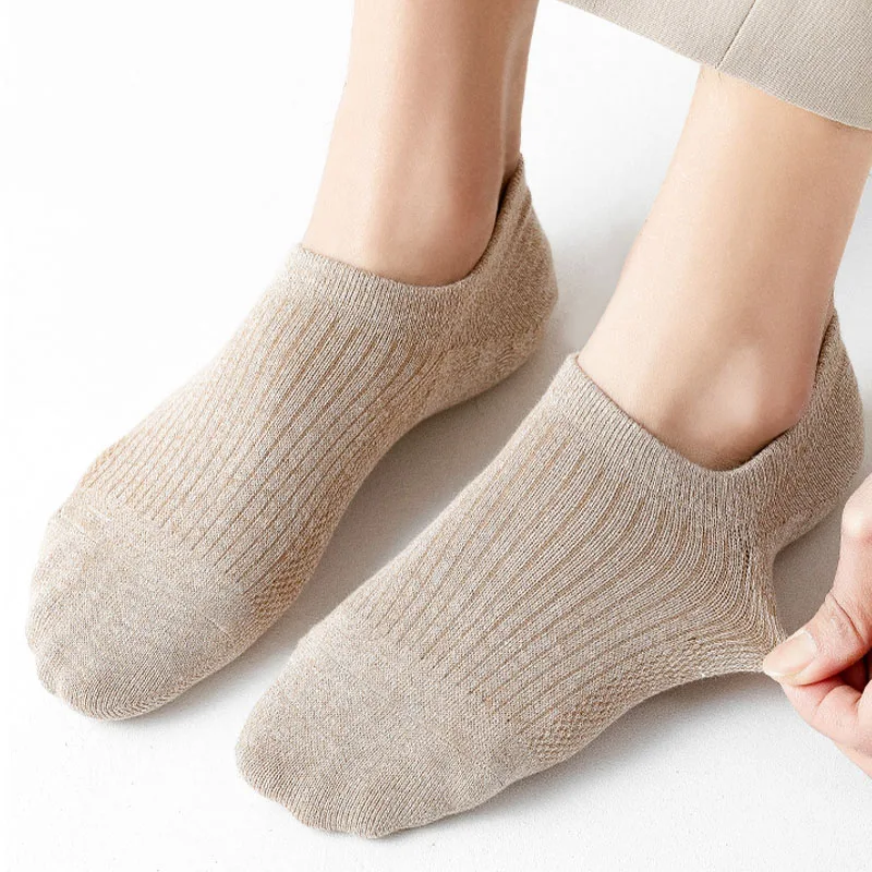 Men's Cotton Socks - 5 Pairs Breathable Mesh Low Cut Sports Socks for Summer