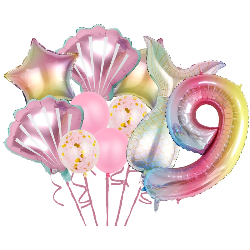 Decoración De Cumpleaños De Sirena, Nuevo Juego De Vajilla Con Temática, Mantel, Vasos De Papel Platos Telon De Fondo Pancarta Globos Para Bebe Suministros Para Fiestas Infantiles