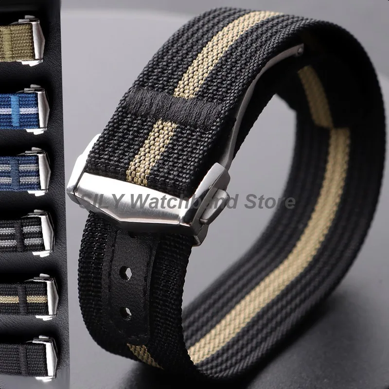 Canvas Nylon Strap Waterproof Watch Band with 20mm Folding Buckle - Sporty Soft Wristbelt
