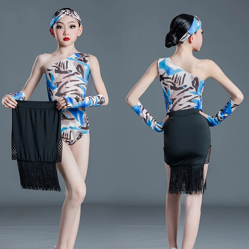 

Children'S Latin Dance Clothes Kids Latin Dancing Dresses For Girls Leopard Top Tassels Skirts Girls Latin Dance Costume SL6767