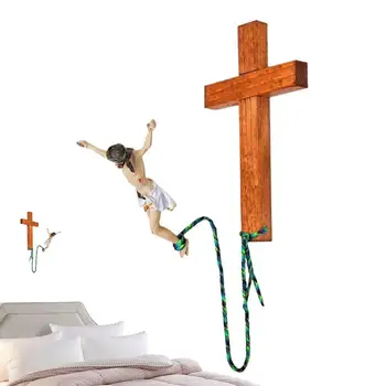 Bungee Jesus Crucifix Wall Art Decor Jumping Jesus Resin Figurine Decorative Jesus Resin Craft Statues for Home Church Living 1