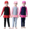 Modest 1-16Y Muslim Girls Swimwear Toddler Child Teens Islamic Burkini for Girls Top Pants With Skirt Cap 3pcs/set Quick Dry