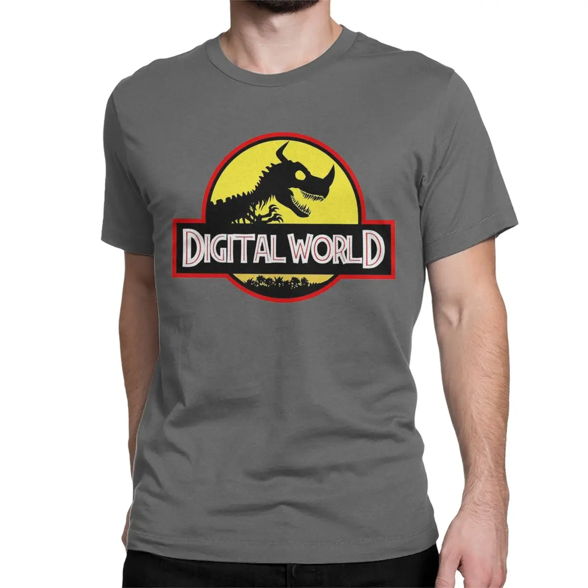 Camiseta de dinosaurios del mundo digital para hombre y mujer, camisetas de algodón de anime Digimon, camiseta novedosa de manga corta con cuello redondo, camiseta para adultos