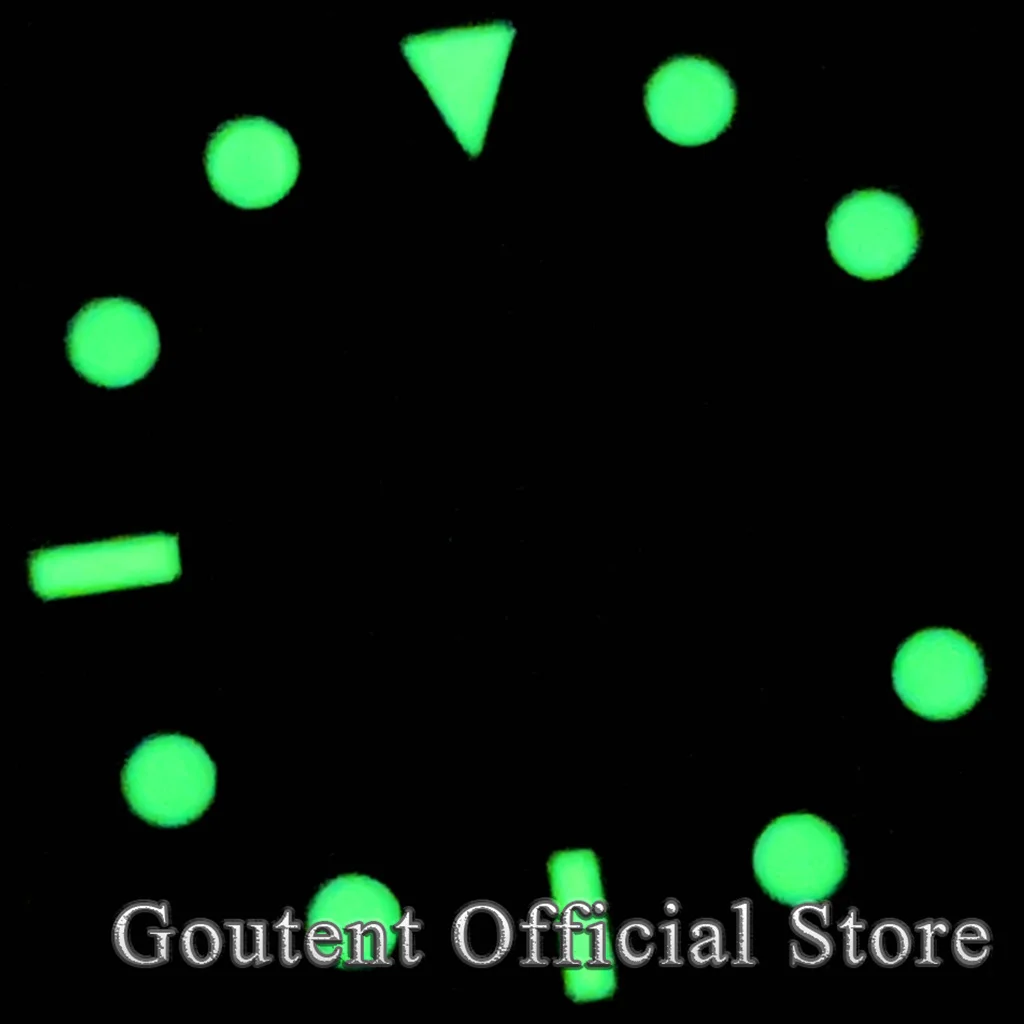 Goutent 29mm Sterilet Red Watch Dial​ Green Luminous Fit NH35 Automatic Movement With Calendar Window