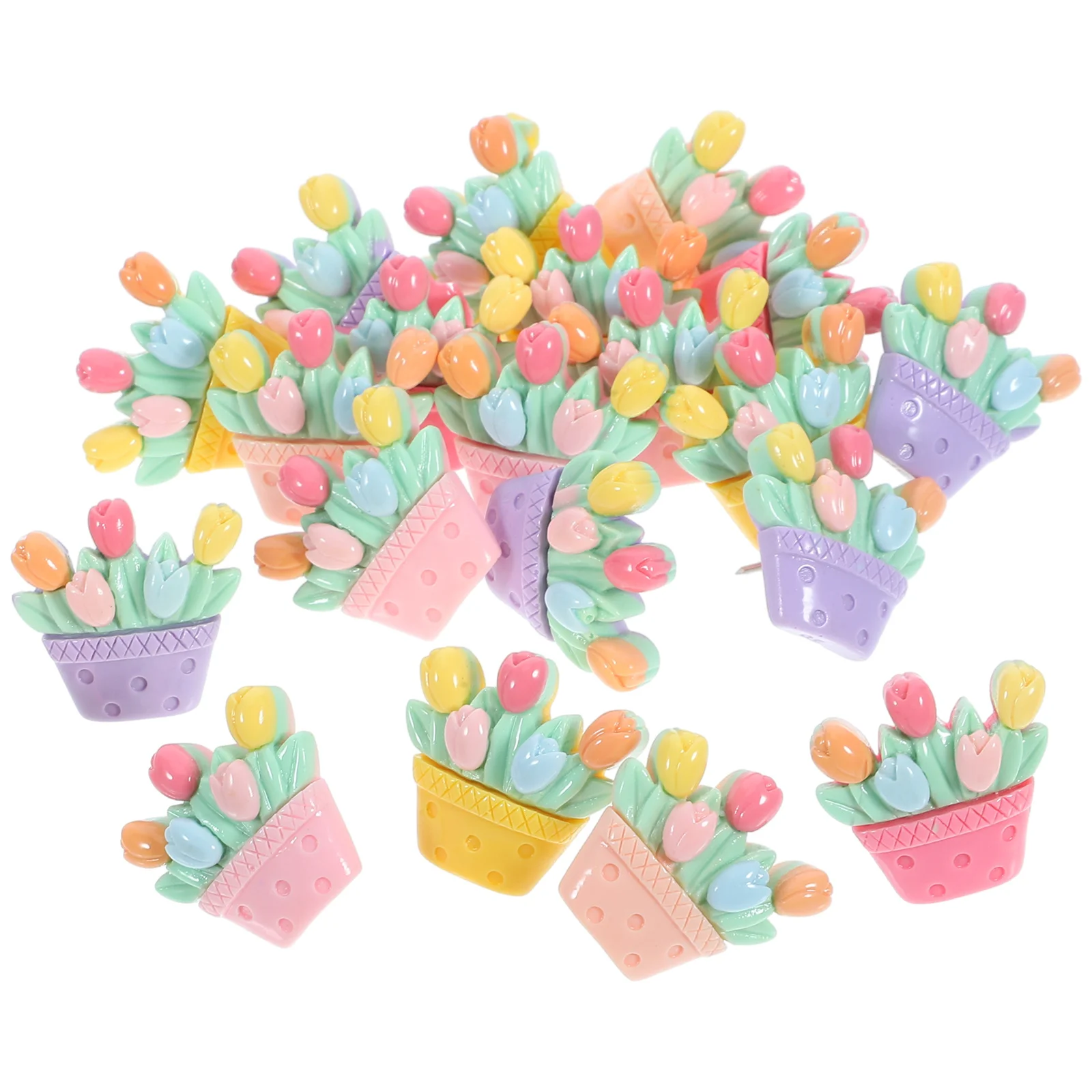 20Pcs 수지 압정 꽃 디자인 지리 수업을 위한 경량 컴팩트 푸시 핀 여행 사진 미술 공예품 매일 사용 홈