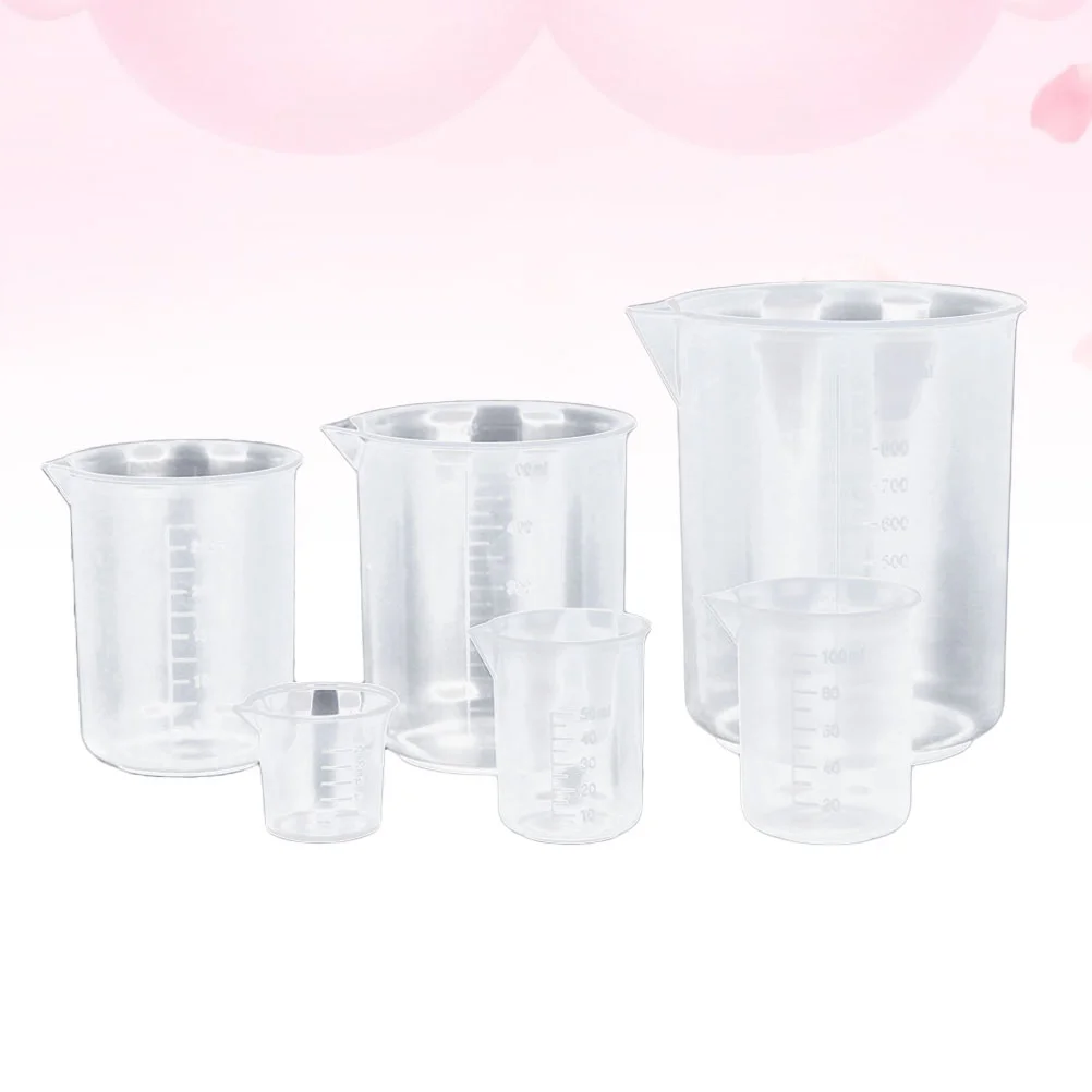 

Transparent Graduated Beaker 5pcs, 50mL+ 100mL+ 250mL+ 500ml+ 1000mL Measuring Cups Resin Mixing Cups Measuring Cup Beaker Cup