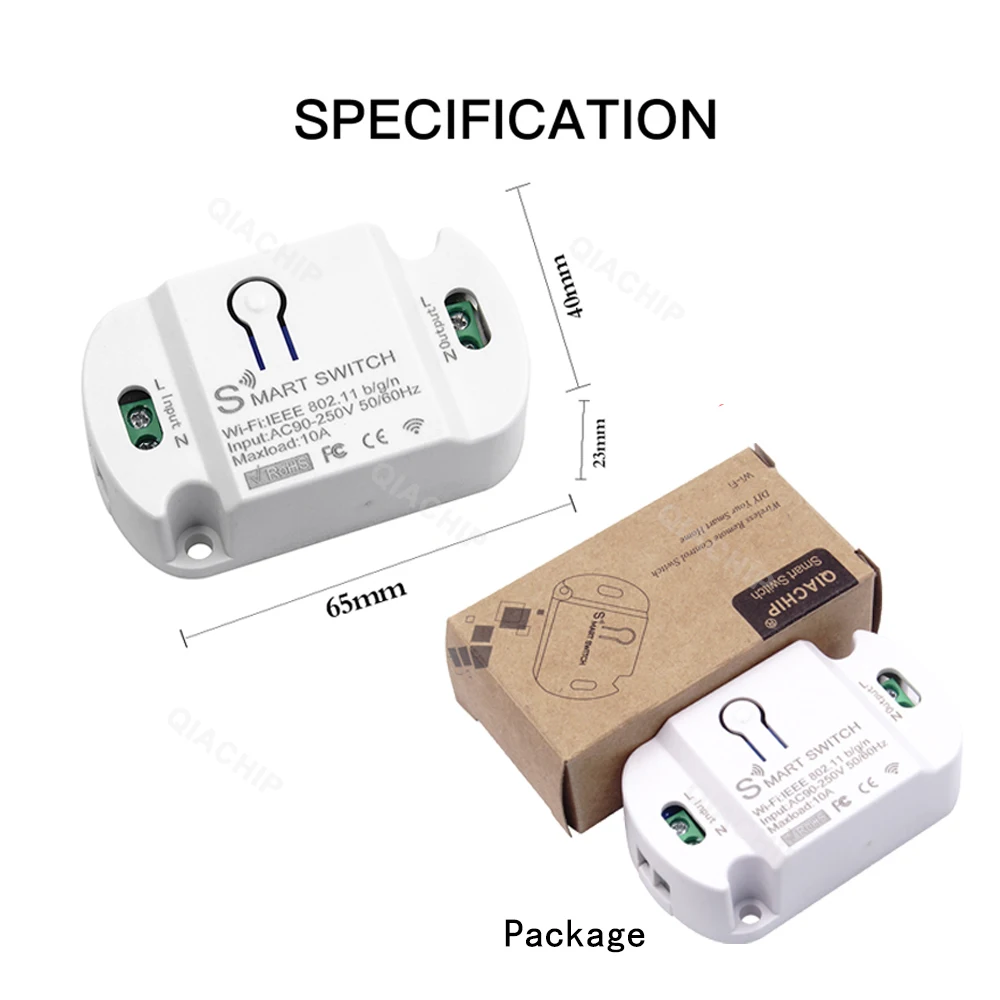 QIACHIP WiFi Mini Smart Home Wireless Remote Control 10A Doodle Smart Life APP220V Breaker Timer With Alexa Google Home wireless remote controller smart universal remote control smart ir remote control bluetooth voice remote control